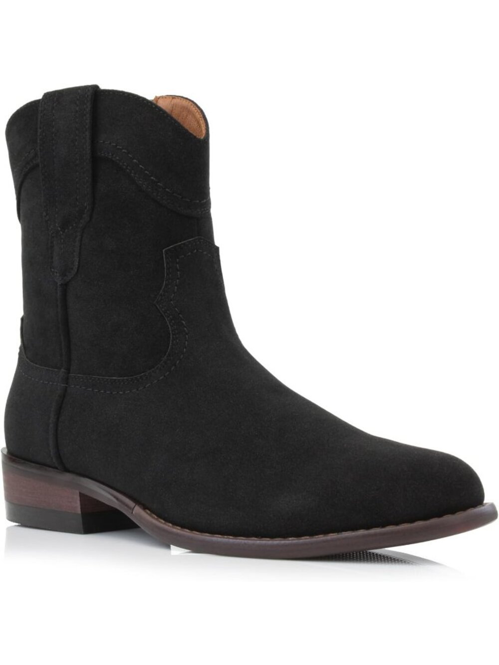 Men's Black Suede Snip Toe Chelsea Biker Style Dress Ankle Cowboy Western Boot